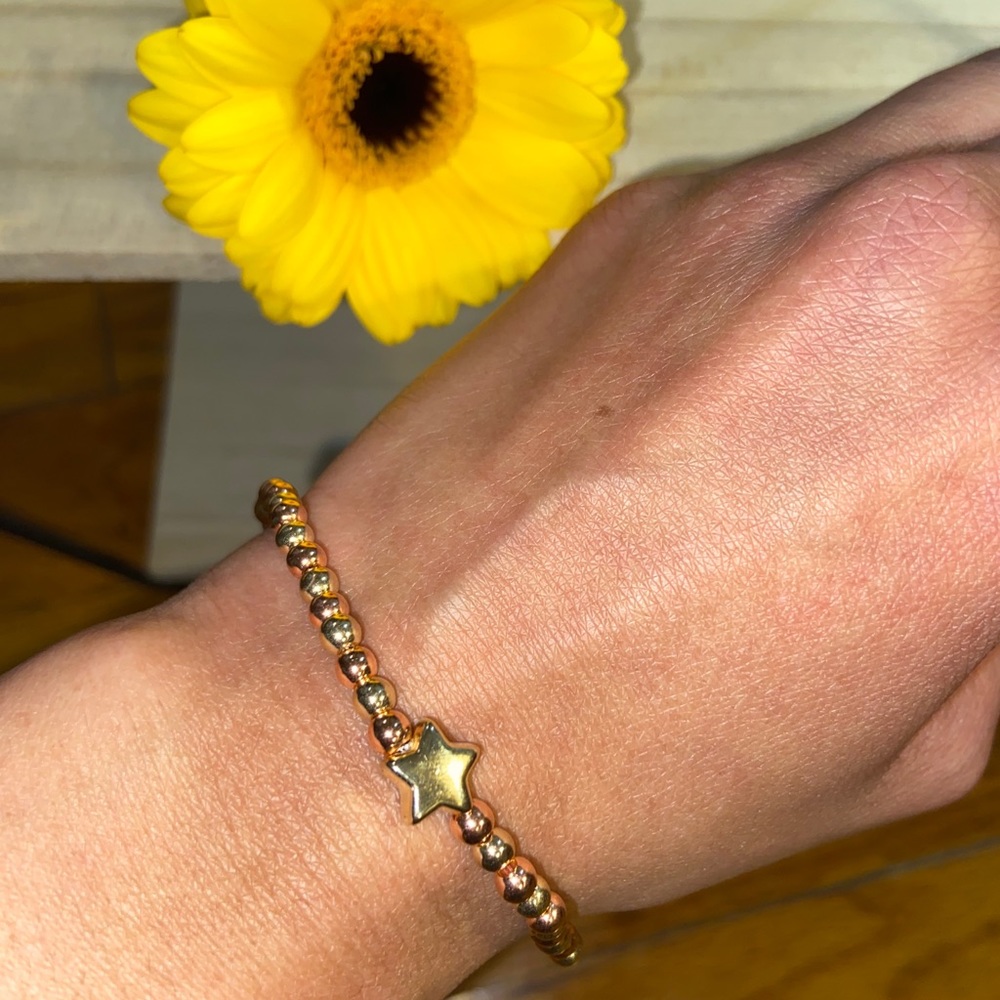 Handmade Star Rose Gold & Gold Bead Bracelet - Picture 4 of 5